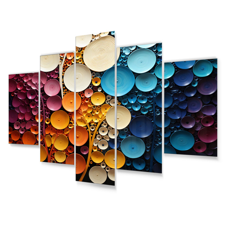 Ivy Bronx Bold Balance Dots Modern Metal Wall Art Living Room Set